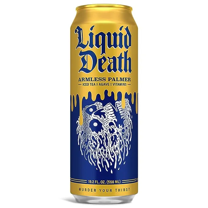 Liquid Death Iced Black Tea, Grim Leafer (Sweet Tea) 19.2 oz King Size Cans (8-Pack)