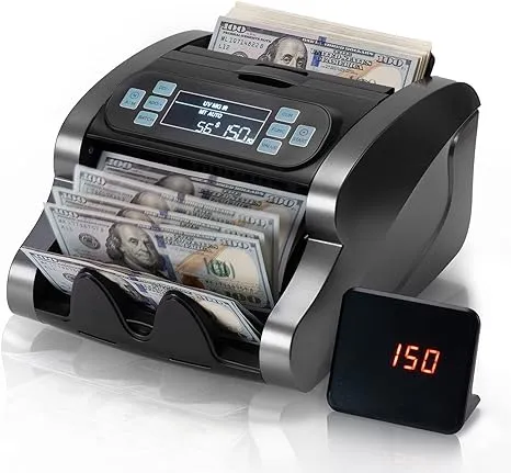 MUNBYN Money Counter Machine Count Value, UV/MG/IR/MT/DD, USD/EUR Bill Counter, 1300 Bills/min, Add+Batch Mode Money Counter, LCD Display, 2 Years Warranty