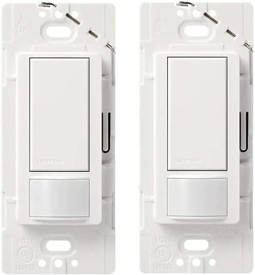 (2) Sealed Lutron Maestro Motion Sensor Switch, No Neutral Required, 250 Watts