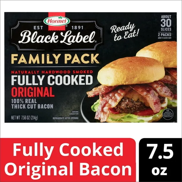 Hormel Black Label Fully Cooked Bacon (72 Slices) - PACK OF 2 