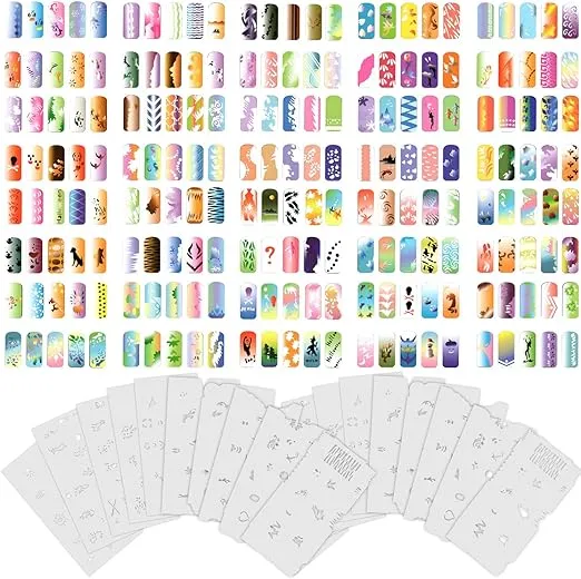 Custom Body Art Airbrush Nail Stencils - Design Series Set # 9 Includes 20 Individual Nail Templates with 15 Designs Each for a Total of 300 Designs of Series #9Custom Body Art Airbrush Nail Stencils - Design Series Set #…