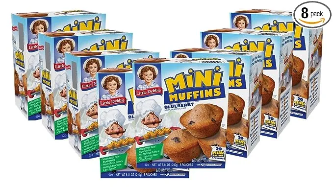 Little Debbie Blueberry Mini Muffins, 40-1.7 OZ Pouches (8 Boxes)