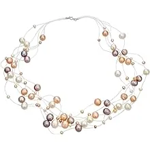 Shades of Freshwater Cultured Pearl Illusion Multi Strand Necklace - Black