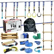 Ninja Warrior Line Obstacle Course for Kids with 3 Play Modes -2×50 Ft