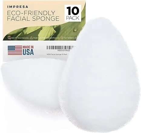 [10 Pack] Eco Friendly Buff Puff Facial Sponges for Cleansing and Exfoliating - Facial Exfoliator Made from Recycled Materials - Natural Facial Scrubber for Your Skincare Routine - Made in USA