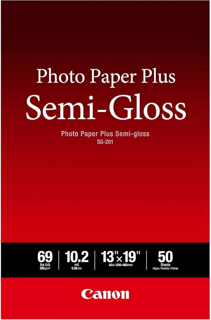 Canon SG-201 Photo Paper Plus Semi-Gloss 13" x 19" 50 Sheets