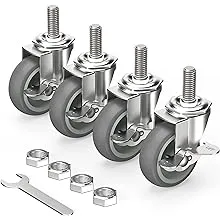 Caster Wheels 3 inch Locking Stem Casters Threaded Swivel Casters Set of 4