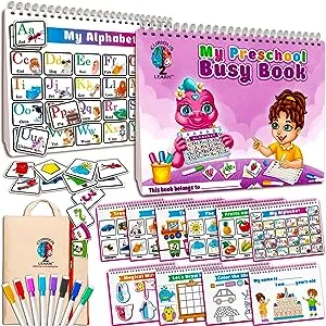 Curious 2 Learn Montessori Busy Book for Toddlers Ages 3 and Up, Pre K Preschool Learning Activities Book - Autism Sensory Learning & Education Toys Kindergarten Workbook