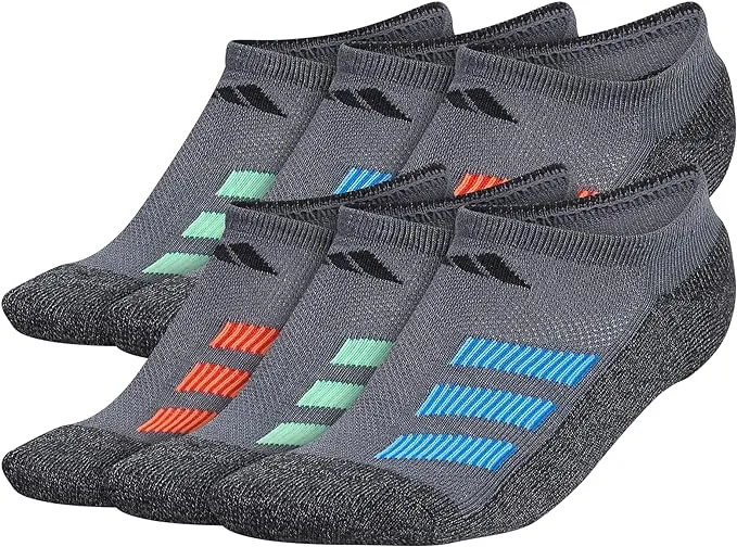 Boy's adidas Cushioned Angle Stripe 6-Pack No Show Socks