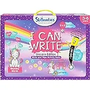 Skillmatics Educational Game - I Can Write Unicorn Edition, Reusable Activity Mats with 2 Dry Erase Markers, Gifts for Ages 3 to 6