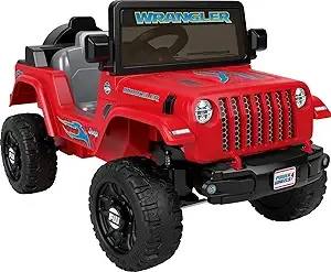 Power Wheels Jeep Wrangler Toddler Ride-On Toy with Driving Sounds, Multi-Terrain Traction, SEATS 1, Red, Ages 2+ Years, Multicolor, Large