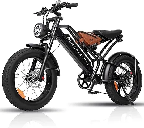 SMARTRAVEL DK400 Electric Bike for Adults,Ebike with 1200W Motor, 48V/17.5Ah and Up to 28+MPH,Simano7 Speed (Upgrade Front Turn Signal+Rear Rack)