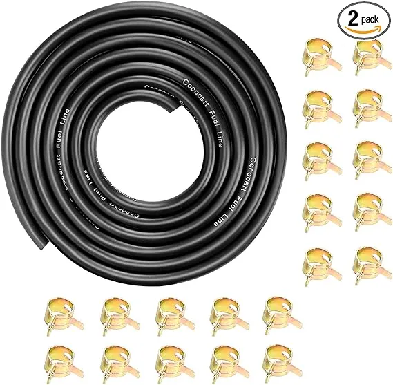 CocoMocart 9.85-Foot Length Stretchy 1/4 Inch ID Fuel Line+20pcs 2/5" ID Hose Clamps for Kawasaki Kohler Briggs & Stratton Small Engines