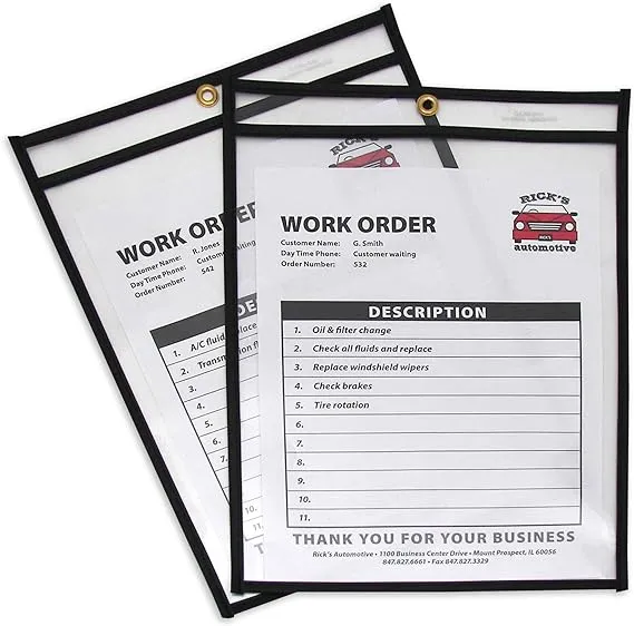 C-Line Stitched Shop Ticket Holders, Both Sides Clear, 9 x 12 Inches, 25 per Box (46912) 