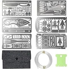 PSKOOK 12 Pcs Survival Multitool Card Emergency Camping Tool EDC Kit in Your Wallet Outdoor Hunting Fishing Hiking Gear