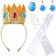 for Party Princess Costume Crown Halloween Accessories Earrings Gloves Gift Set