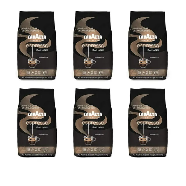 Lavazza Espresso Whole Bean Coffee Blend, Medium Roast, 2.2 Pound Bag (Case of 6 Bags) Packaging May Vary