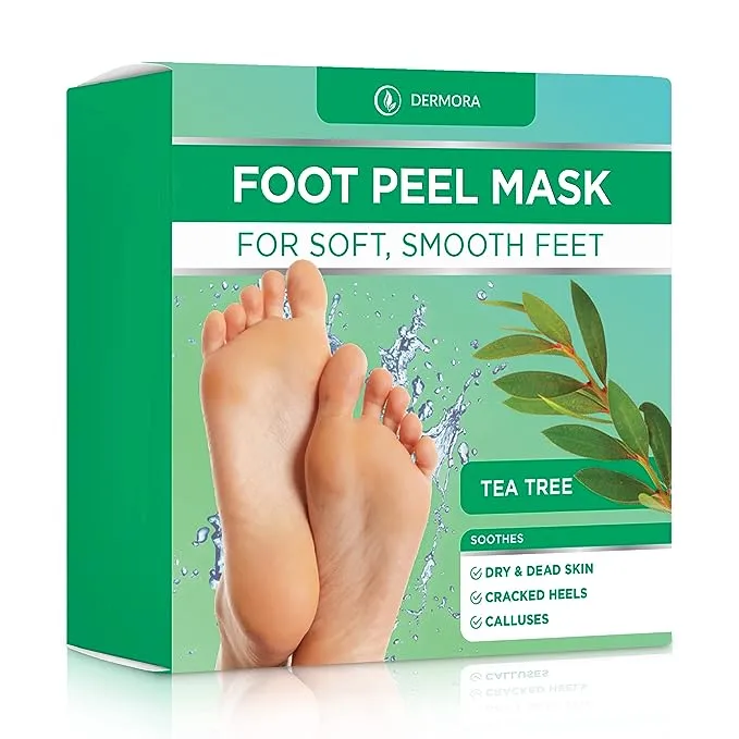 Dermora Foot Peel Mask - 2 Pack of Regular Skin Exfoliating Foot Masks for Dry, Cracked Feet, Callus, Dead Skin Remover - Feet Peeling Mask for Soft Baby Feet, Original Scent