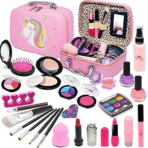 HERAPFANN Kids Makeup Kit Girl Toys - Kids Makeup Kit Toys for Girls Unicorns Washable Make Up Little Girls, Child Real Makeup Set, Non Toxic Toddlers