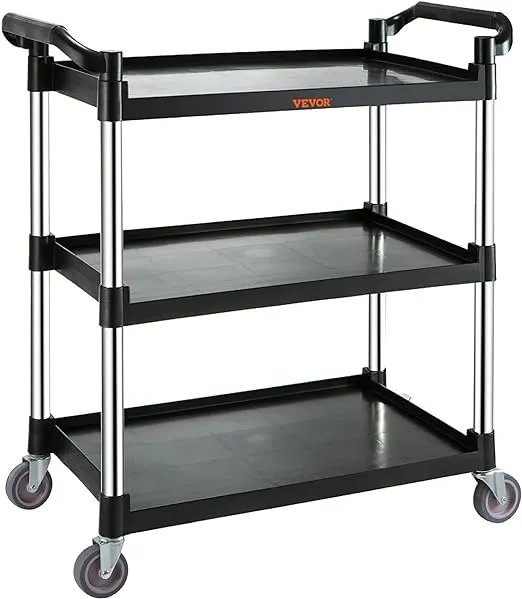 VEVOR Utility Service Cart 3 Shelf Heavy Duty 154lbs Food Service Cart FWT83X40X95CM1LXQV0