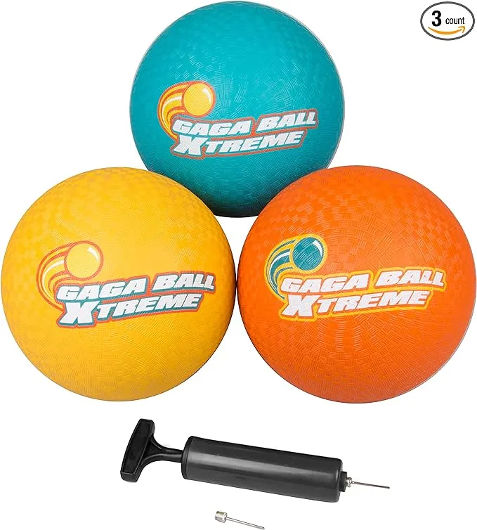 Gaga Playground Balls 3Pk (8.5 Inches) W Air Pump- Durable Rubber Pack for Dodge