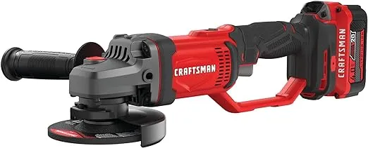 CRAFTSMAN V20 Cordless Angle Grinder Tool Kit, 4-1/2 inch, Battery and Charger Included (CMCG400M1), Grey,black,red