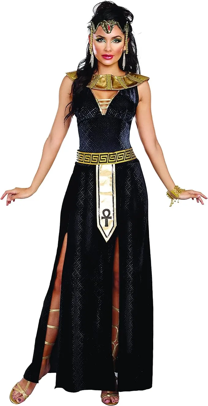 Dreamgirl Women's Exquiste Cleopatra Costume, Black/Gold, M