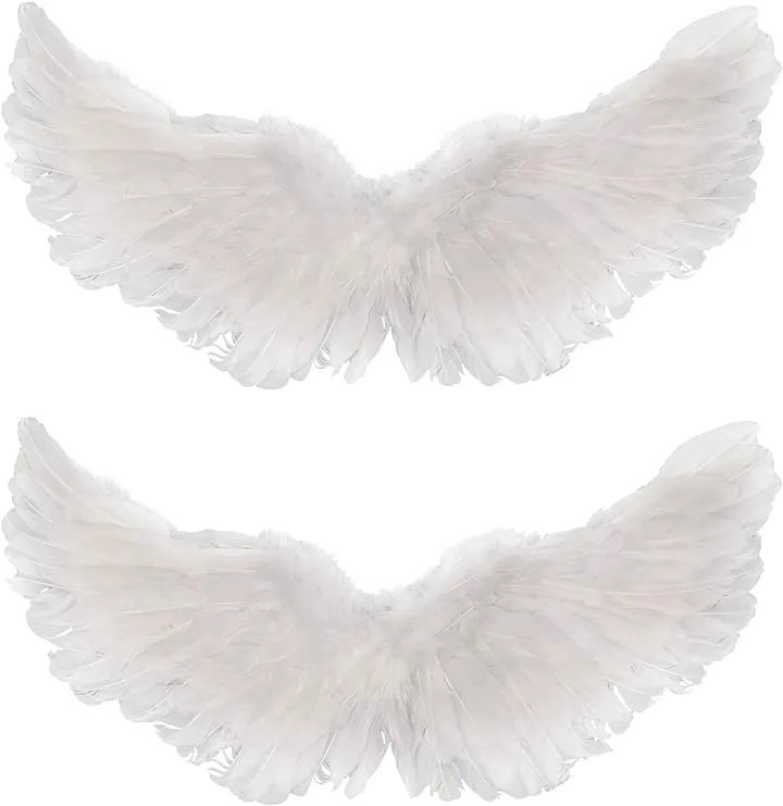 Gejoy 2 Pieces Angel Wings Feather Wings with Elastic Straps Halloween Costume Wings for Women Girls Cosplay