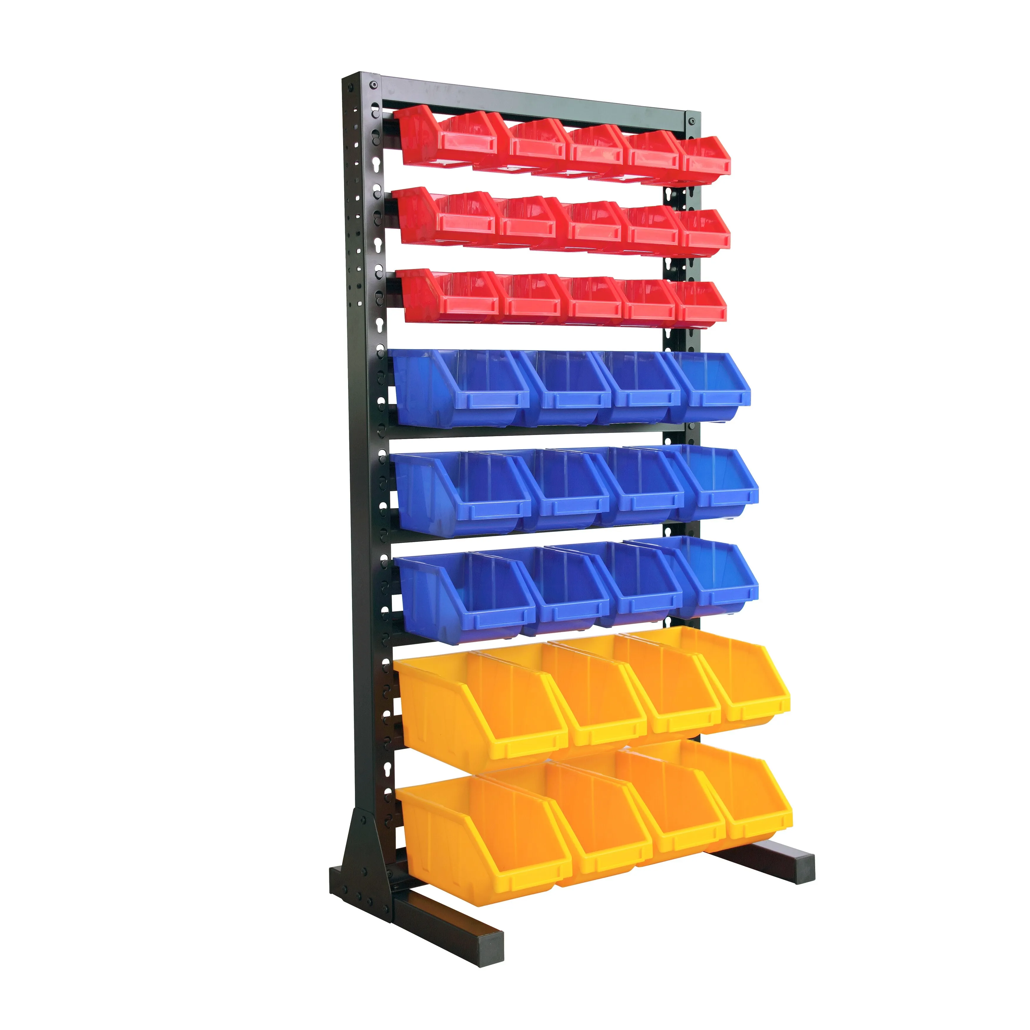 King's Rack Hanging Bin Rack Storage System Heavy Duty Steel Rack Organizer Shelving Unit w/ 35 Plastic Bins in 8 tiers - N/A