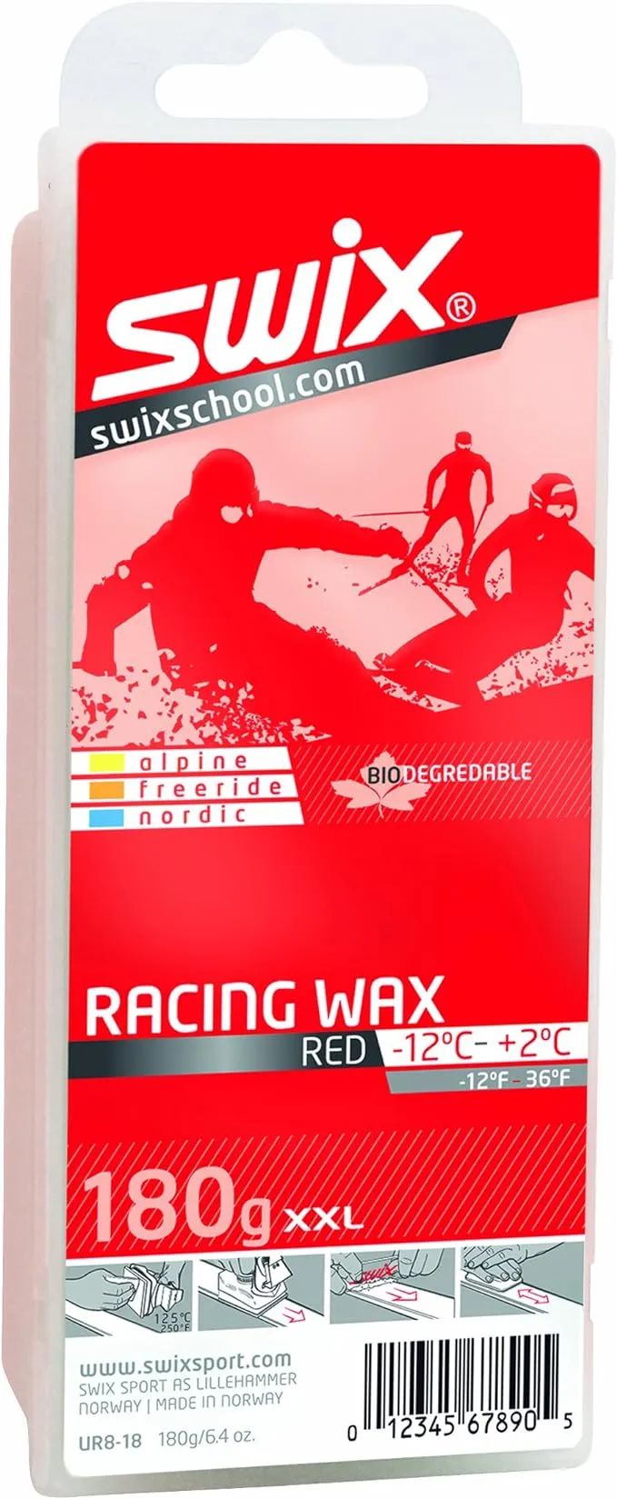 180g Swix UR8 Red Bio Training Wax | Ski Racing Mid Temperature