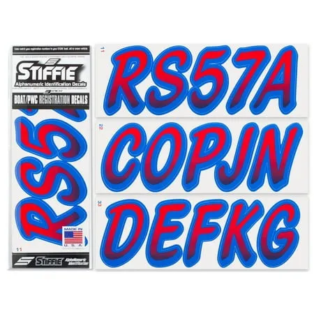 Stiffie Whipline Black 3" Alpha-Numeric Registration Identification Numbers Stickers Decals for Boats & Personal Watercraft