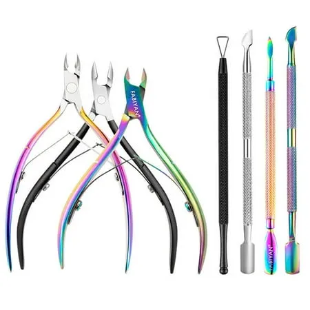 Taluosi 1 Set Professional Cuticle Trimmer Remover Pusher Scissors Stainless Steel Cuticle Nipper Cutter Clipper Pedicure Manicure Tools