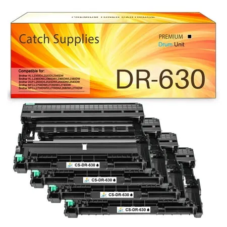 Catch Supplies 4-Pack Compatible DR-630 Drum Unit Replacement for Brother DR-630 DR630 DR660 DR 660 for MFC-L2700DW MFC-L2740DW DCP-L2540DW HL-L2300D HL-L2340DW HL-L2380DW Printer (Black)