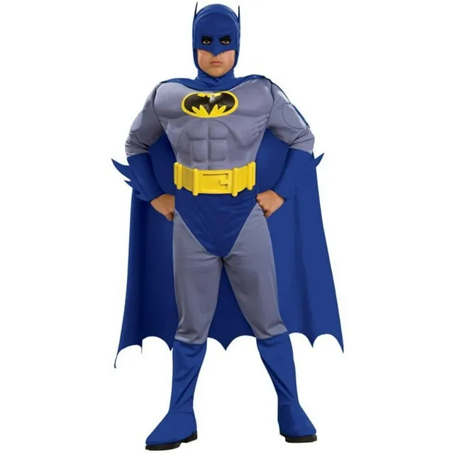 Rubie's Boy's Batman Deluxe Muscle Chest Costume, Blue/Yellow, Large