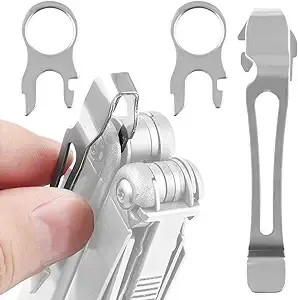 [2-Pack] Leatherman Pocket Clip + Lanyard Ring | 2 Quick Release Pocket Clips + 2 Lanyard Rings for Leatherman Wave, Wave Plus, Charge AL, Charge ALX, and Charge Ti Multi-Tools