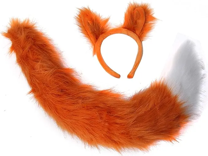 Oversized Fox Ears & Tail Costume Set Orange