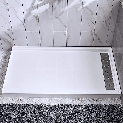 WOODBRIDGE SBR6036-1000R-BN Shower Base, 60"x 36", White with Brushed Nickel Cover