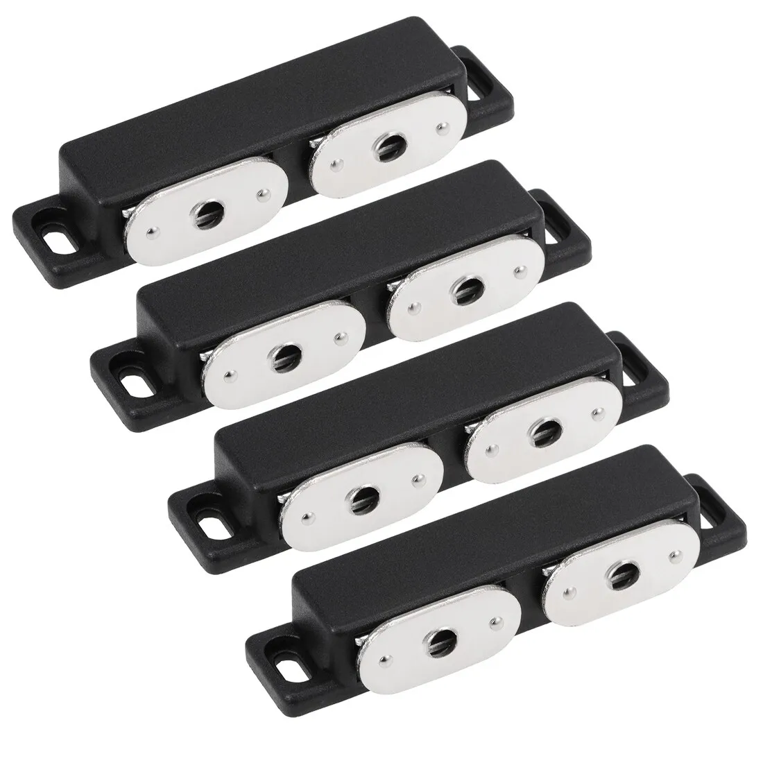 Double Magnetic Latches Catch for Cabinet Door Cupboard 3" Long Black 4pcs