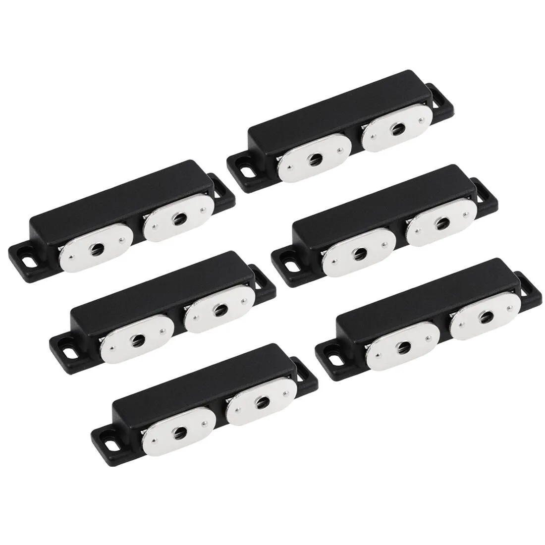 Double Magnetic Latches Catch for Cabinet Door Cupboard 3" Long Black 6pcs