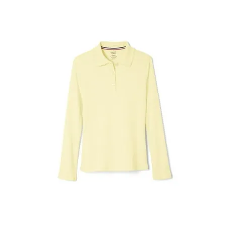 French Toast Girls Long Sleeve Picot Collar Interlock Polo Shirt