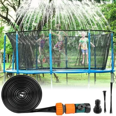 26FT Trampoline Sprinklers for Kids Outdoor Water Play Sprinklers Fun Summer Water Toys Water Games Yard Toys Sprinklers Backyard Sprayer Water Park for Age 5+