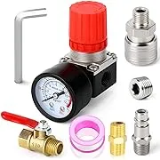 MEANLIN MEASURE 1/4 Inch Air Compressor Regulator with Gauge, 0-180 PSI Air Gauge Regulator Inline for Air Compressor and Pneumatic Tools (Four-way valve)MEANLIN MEASURE 1/4 Inch Air Compressor Regulator with Gauge, 0-180 PSI Air Gauge Regulator Inline f