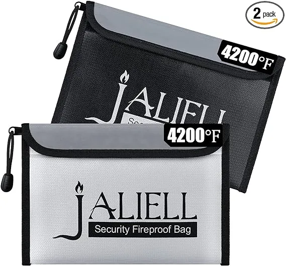 JALIELL Fireproof Money Bag 2 Pack