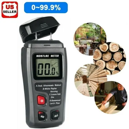 LINKPAL Measuring Moisture Meter 0-99.9% Two Pins Digital Wood Meter Wood Humidity Tester Hygrometer Timber Damp Detector Large LCD Display General Hardware Tool Set