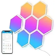 Govee Hexagon Light Panels, Smart LED, Glide Hexa RGBIC Wall Lights with Music Sync & Scene Modes, Work with Alexa & Google Assistant for Gaming Room, Bedroom, Living Room Decor, 7 Pack