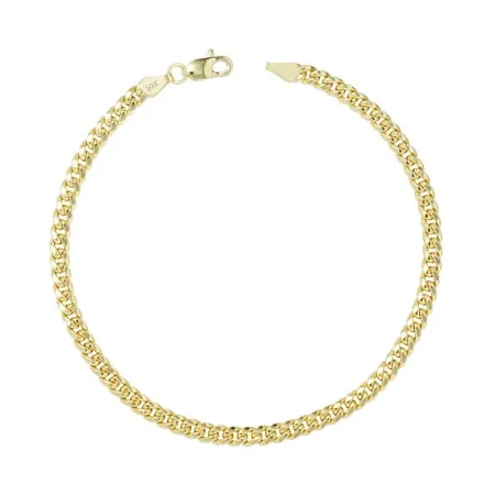 Nuragold 10k Yellow Gold 4mm Miami Cuban Link Chain Bracelet Mens Womens Jewelry 7 7.5 8 8.5 9