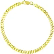 Nuragold 10k Yellow Gold 4mm Miami Cuban Link Chain Bracelet Mens Womens Jewelry 7 7.5 8 8.5 9