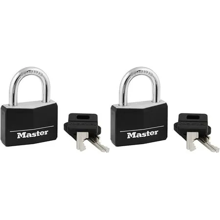 Master Lock 141TLF Covered Aluminum Padlock with Key, 2 Pack Keyed-Alike