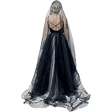 PURFUN Super Long 5 Mitters Veil 1 Tier Black Tulle Cut Edge Wedding Bridal Veil ...