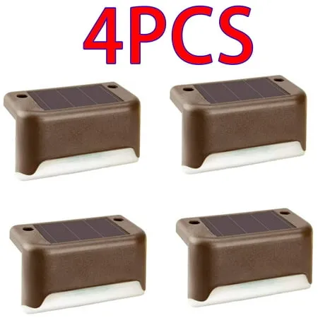 Kcysta 4pcs Solar Deck Lights Waterproof - LED Solar Lamp for Outdoor Pathways Patio Stairs Steps and Fences. Warm White.